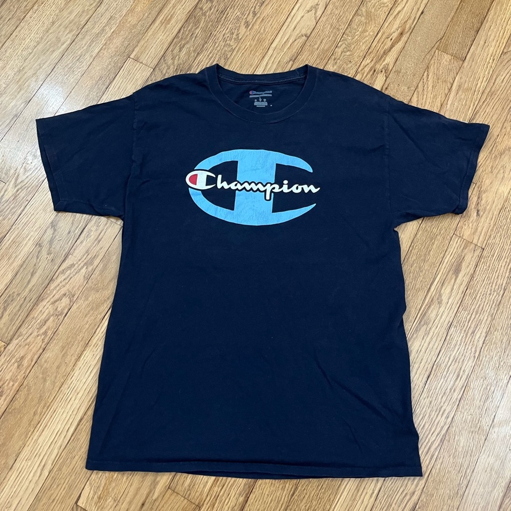 Champion Men's Navy Blue Logo T-Shirt